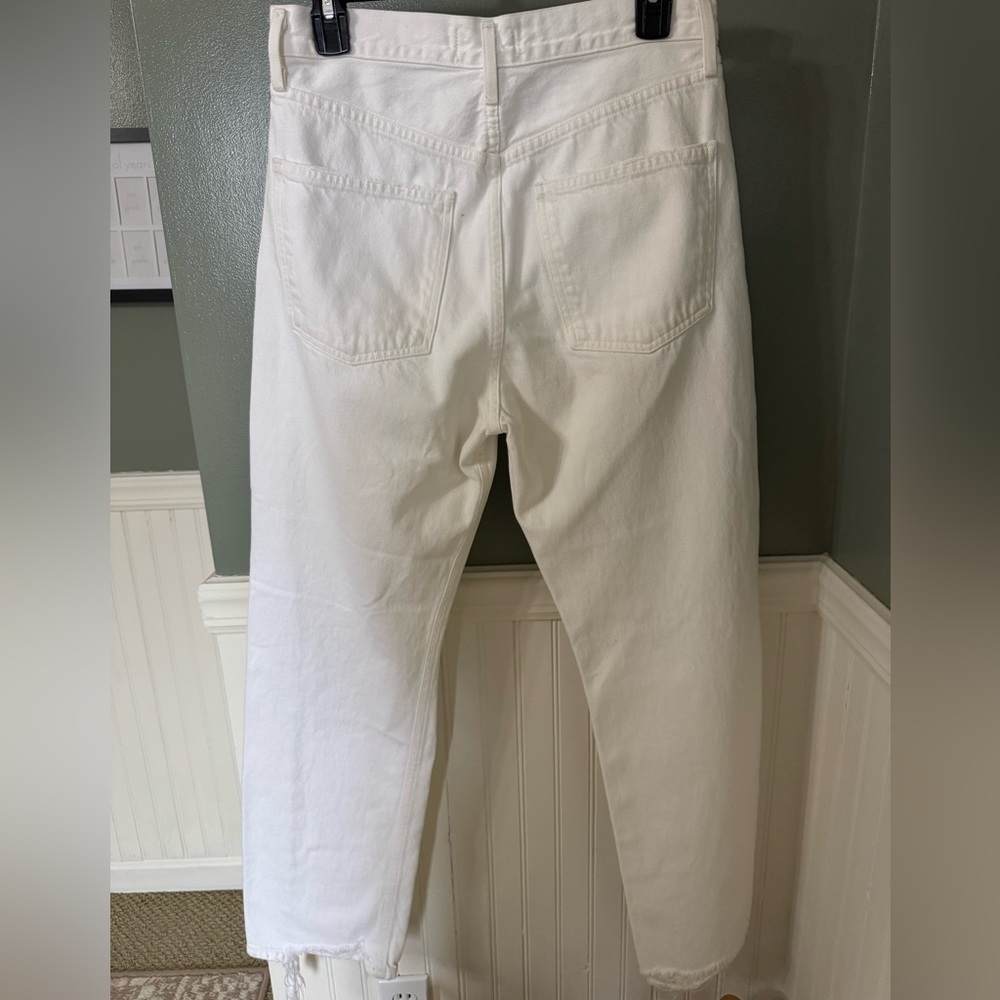 Agolde 90s High Rise Loose Fit White Distressed Straight Leg Jeans - Picture 7 of 9